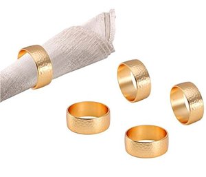 Anneaux de serviette en métal de conception de texture d'or en forme de rond maison hôtel décor de table de mariage porte-serviettes stockés - Product Image 1