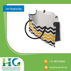 กระเป๋าปอกระเจาทำมือแฟชั่นพร้อมที่จับซิปกระเป๋าช้อปปิ้งอเนกประสงค์สีดำสำหรับโปรโมชั่นจากอินเดีย - Product Image 2