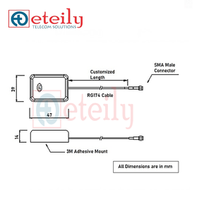 Eteily เสาอากาศแม่เหล็ก GLONASS พร้อมสาย RG174 + SMA (M) ตัวเชื่อมต่อ st.made in India มีความแม่นยำสูง Navigation GNSS - Product Image 3