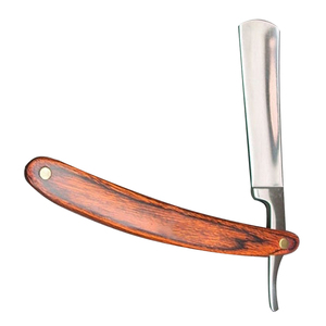 Professional Men's <b>Straight</b> Edge <b>Razor</b> with Natural Wooden Handle Safety Features & Disposable Changeable Blade - Product Image 4