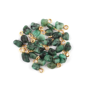 Connecteur de pierres précieuses émeraude naturelles, 50 pièces, connecteurs de haute qualité en or et en argent pour la fabrication de bijoux - Product Image 1