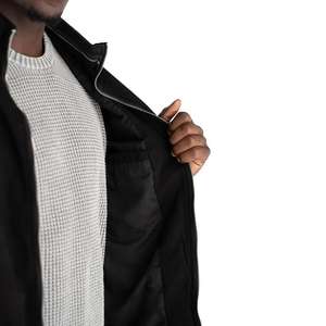 Blouson de moto d'automne et d'hiver pour hommes, blouson à col montant et manches longues avec toile en cuir lavé - Product Image 3