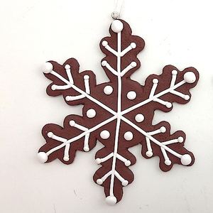 Décoration de flocons de neige, ornement pour noël/nouvel an, pain empreinte digitale marron - Product Image 5