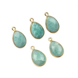 Colgante de Plata 925 Bañado en Oro Amarillo de 18k con Bisel y Piedra Preciosa de Amazonita Natural de 12x16mm, de Alta Calidad y Más Vendido, Ideal para Regalo - Product Image 1