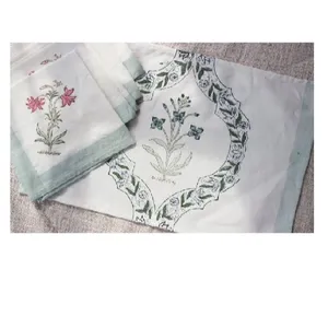 Ensemble de 6 draps de Table et 6 tapis à main en coton, imprimé Floral indien, accessoire pour le bricolage