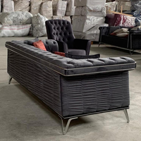 Ensemble de canapés Chesterfield modernes extensibles en tissu matelassé et bois, taille personnalisée pour salon, entrée, hôtel, décoration, certifié OEKO-TEX
