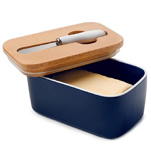 Beurrier avec couvercle en bois, récipient alimentaire fait main, parfait pour la cuisine, la salle à manger, les restaurants et la vaisselle de maison - Product Image 1