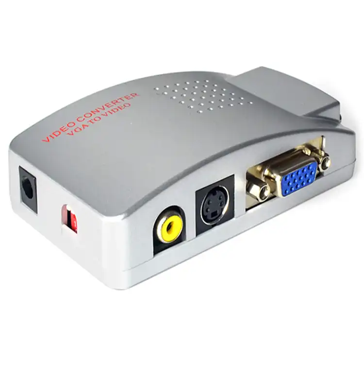 Hot selling 1080P Mini VGA to RCA AV BNC Converter connecter VGA to av adapter with 3.5mm Audio for HDTV PC