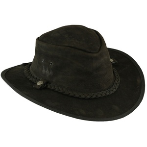 Gorra de cuero genuino Baleful Ne, gorra de motero de cuero, gorra de cuero genuino con cierre a presión, EE. UU. - Product Image 1