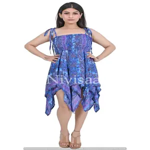 Красивое платье средней длины синего цвета, праздничное короткое платье с Европейским принтом, летнее Синее Короткое платье в европейском стиле для девочек