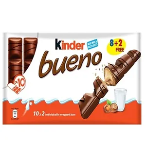 Kinder Bueno Milk Chocolate & Hazelnuts, Chocolate, 1 Count, (Pack of 10)