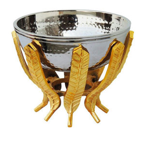 Support bol en aluminium martelé en fonte, pour bol martelé en argent, décoratif pour table, pour fruits secs, tasse à service moderne Rare - Product Image 1