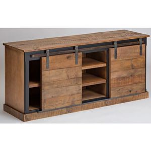 Industrial Vintage Antique Iron Two <b>Sliding</b> Door Storage Cabinet for Living Room Home Furniture for Villa Apartment Farmhouse - Product Image 1