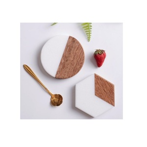 Posavasos de piedra de mármol gris de forma redonda con madera y bebidas Bebidas Bar vasos Mármol y color personalizado - Product Image 6