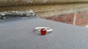 92.5 Sterling Silver With Gold Polished Natural Orange Carnelian Gemstone Smooth Round Shape Handmade <b>Finger</b> <b>Ring</b> - Product Image 4