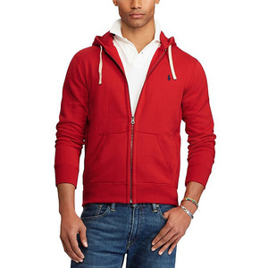 Sudadera con capucha de lana roja de poliéster y algodón de alta calidad, ropa deportiva propia personalizada con cremallera completa para invierno, OEM personalizado - Product Image 1