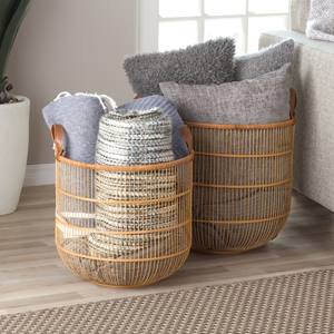 Ensemble de 2 paniers en bambou minimalistes de stockage d'intérieur de produit le plus chaud avec des paniers-cadeaux en bambou brun de poignée - Product Image 5