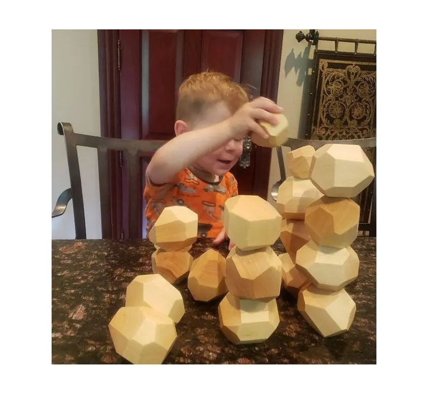자연 나무 균형 블록 나무 컬러 돌 빌딩 블록 교육 어린이 장난감.