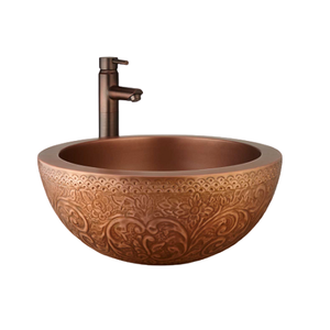 Lavabo de lavabo martillado de cobre, lavabo de baño de tamaño y forma personalizados para uso en hoteles y restaurantes en el hogar - Product Image 4