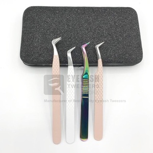 Pince à épiler d'extension de cils de volume russe de marque privée en acier inoxydable personnalisée de haute qualité en gros de fibres durables testées à la main - Product Image 2