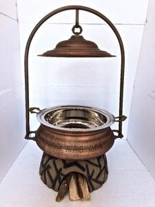 Plat de service en cuivre pour restaurant, plat chauffant indien avec chula - Product Image 4