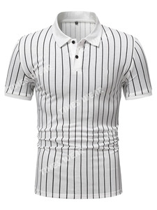 Camiseta de rayas verticales con estampado de caballo de alta calidad para hombre, Camiseta de algodón 100% con patrón sólido antiarrugas - Product Image 5