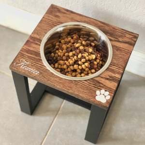 Handmade Stainless Steel XL Feeder <b>Bowl</b> with Wooden Stand High Quality Stylish Feeding Solution for Dogs and <b>Cats</b> - Product Image 5