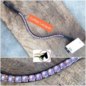 Bandeau de tête en cristal de café de 8 mm avec fermeture à crochets et boucles, accessoire de bride en cuir de qualité supérieure, produits équestres indiens pour la course - Product Image 3