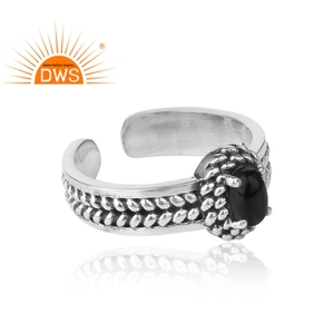 Popular anillo de ónix negro joyería India antigua 925 anillo de plata esterlina anillos de piedras preciosas fabricante colección Vintage - Product Image 3