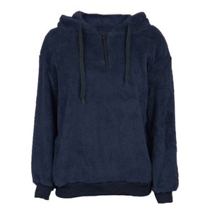 OEM Winter Women Warm Fleece Long Sleeve Hooded <b>Fluffy</b> Sweatshirt Pullover - Product Image 3