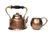 Tasse à café ou à thé en cuivre turc faite à la main, écologique, classique, aspect antique, couleur cuivre, 600 ml, avec poignée, design traditionnel authentique