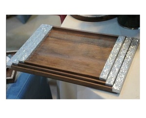 Bandeja de Madera de Acacia con Incrustaciones de Madreperla para Servir Postres, Regalo de Ramadán y Eid, Artesanía India, Color Blanco, Tamaño Personalizado, Certificado EPCH - Product Image 5