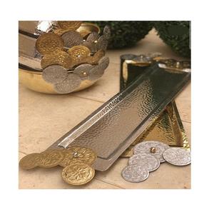 Bandeja de Servicio de Alimentos de Latón con Diseño Antiguo, Martillada, Dorada y Plateada, Bandeja Grande para Té y Café de Restaurante - Product Image 2