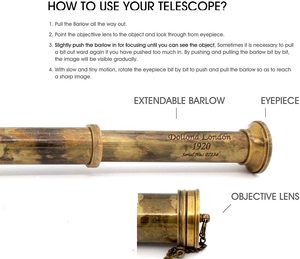 Télescope à main en laiton nautique, chef-d'œuvre des marins maritimes, avec boîte en bois, télescope de pirate, télescope de surveillance, article cadeau - Product Image 5