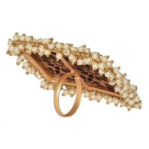 Anillo de madera para niñas y mujeres, sortija de acabado mate, chapado en oro, a la moda, novedad, India, venta al por mayor - Product Image 4