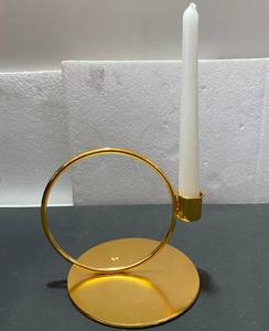 Portavelas de alambre de malla de Metal dorado, Soporte redondo personalizado para decoración de fiestas y bodas - Product Image 2