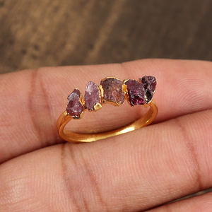 Fabuloso anillo fino de Plata de Ley 925, turmalina púrpura cruda, piedra preciosa, oro galvanizado, regalo de fiesta de boda para adolescentes - Product Image 2