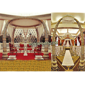 Mandap de mariage sur le thème de l'éléphant ancien, Mandap indien en forme de trompe d'éléphant, Mandap de mariage époustouflant en forme de trompe d'éléphant, pour événements en Australie - Product Image 1