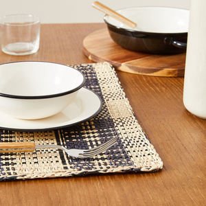Elegant Handmade Rectangle Black and Natural <b>Seagrass</b> <b>Placemats</b> Woven Wicker Table Mats Boho Style Wholesale - Product Image 4