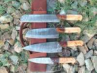 Lot de 4 couteaux de cuisine Damas, ensemble de couteaux de cuisine professionnels avec manche en bois, impression personnalisée OEM, ensemble forgé