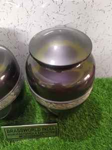 American Style Urn for Human Ashes ALUMINIUM BLACK with SILVER ENGRAVED Brassworld India <b>Funeral</b> <b>Supplies</b> - Product Image 5