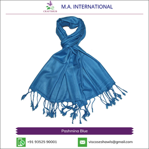 Comfortable Viscose Material Long <b>Blue</b> <b>Pashmina</b> Scarf for Men - Product Image 2