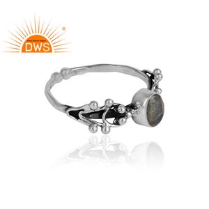 Anillo de plata de primera ley con gema labradorita para mujer, sortija, plata esterlina 925, Gema ovalada, oxidado, venta al por mayor - Product Image 2