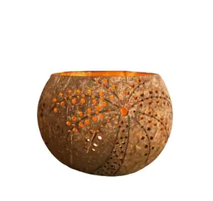Handmade coconut shell tealight candle holder