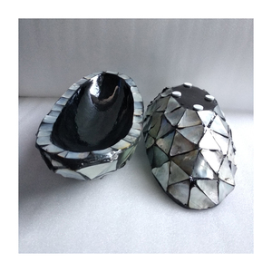 Juego de 2 piezas de decoración para el hogar, mosaico creativo moderno personalizado, madre de perla, Color gris claro y forma de barco - Product Image 3