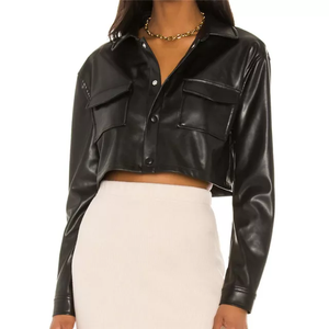 Chemisier court et élégant en cuir pour femmes, haut court, nouveau Design, de couleur orange, 2022 - Product Image 1