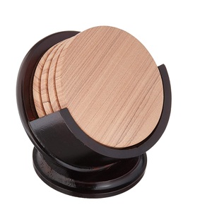 Best Quality Stand Color and Factory Wholesale High Quality 10cm White Round Marble and <b>Wood</b> Coasters for Drinks - Product Image 1