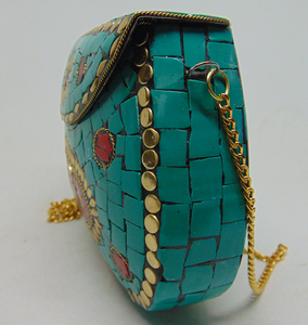 Firoja Mosaic Work Women Evening Metal Clutch <b>Envelope</b> Bags Sling Shoulder Fashion Indian Vintage From Delhi - Product Image 3