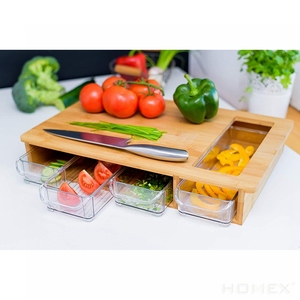 Planche à découper en bambou multifonctionnelle, avec plateau et 4 dessins, pour le rangement - Product Image 6