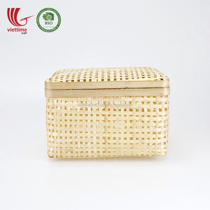 Wholesale Handwoven Bamboo Storage <b>Basket</b> <b>with</b> <b>Lid</b> Rectangle Shape Made in Vietnam - Product Image 5